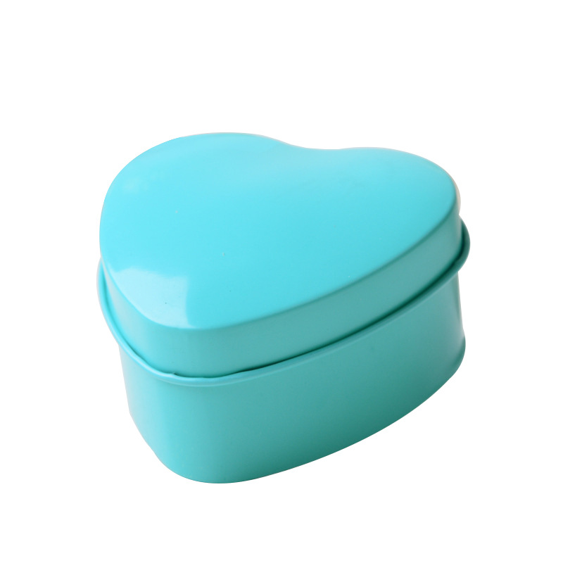 Custom Blue Heart-Shaped Tin Box with Logo for Gift Packaging