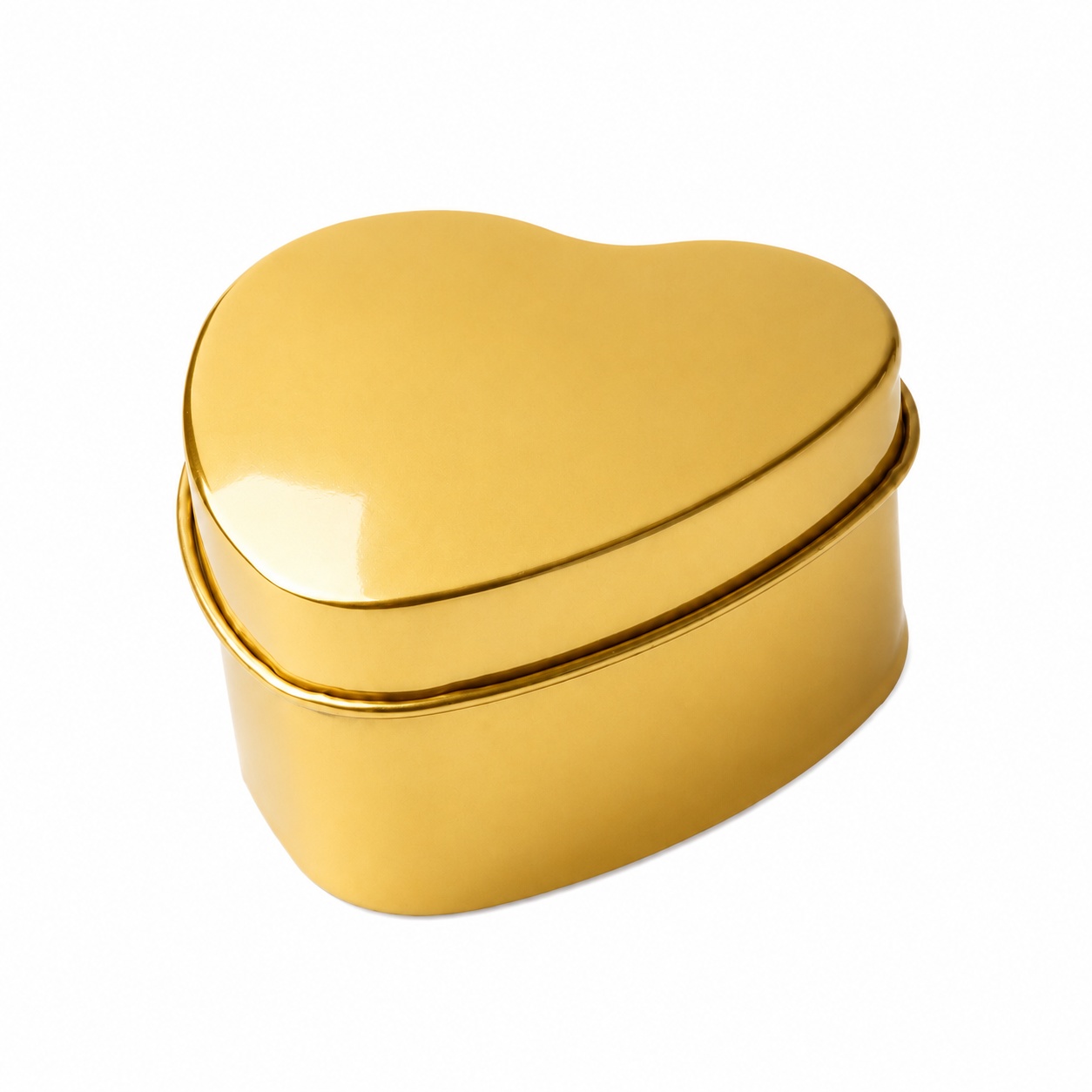 Custom Gold-Finish Heart-Shaped Tin Box with Logo for Gift Packaging