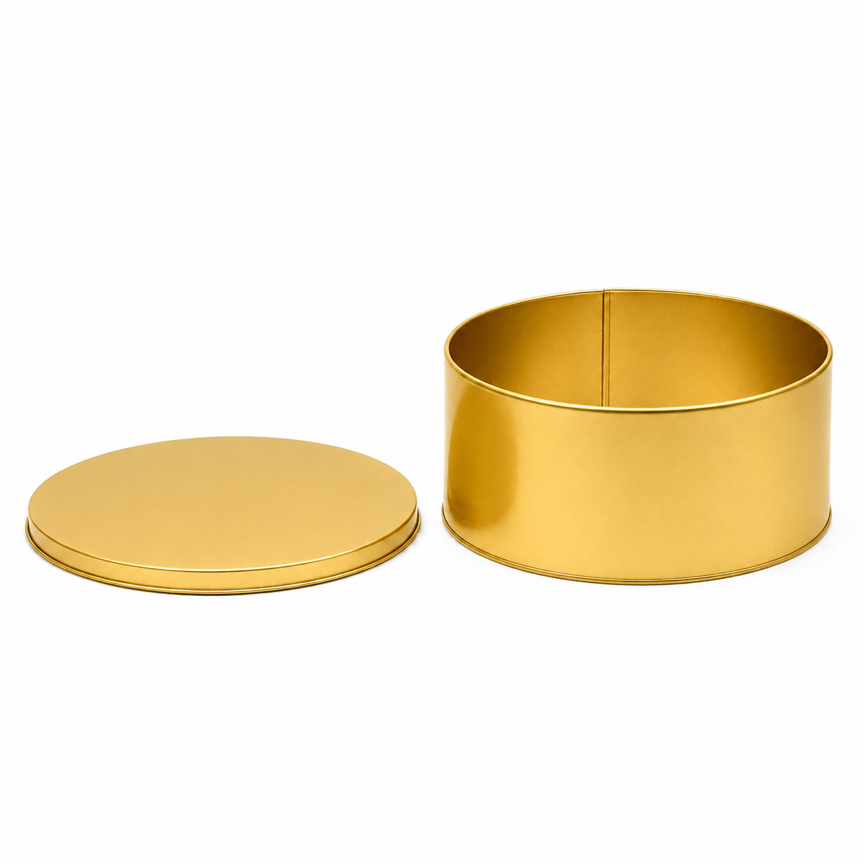 Custom Gold-Finish Round Tin Box with Lid for Luxury Gift Packaging
